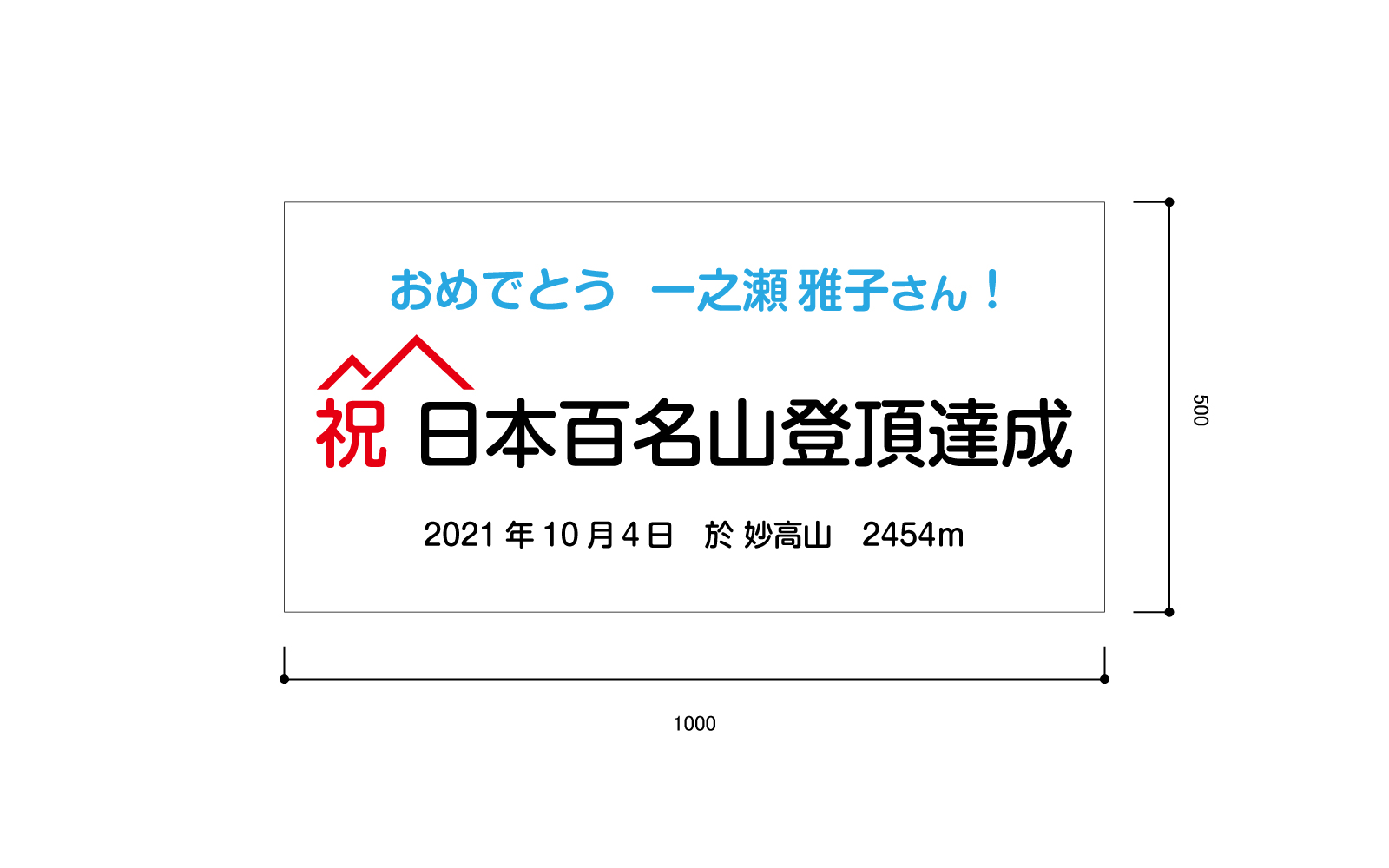 登頂記念の横断幕