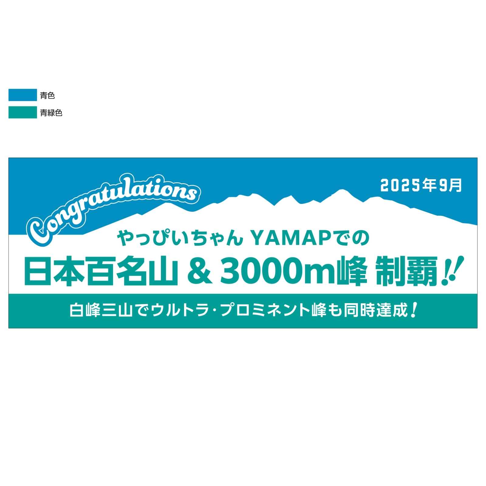 百名山完登記念のタオル