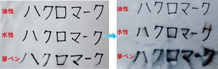 ポンジ生地は水で文字がにじむ