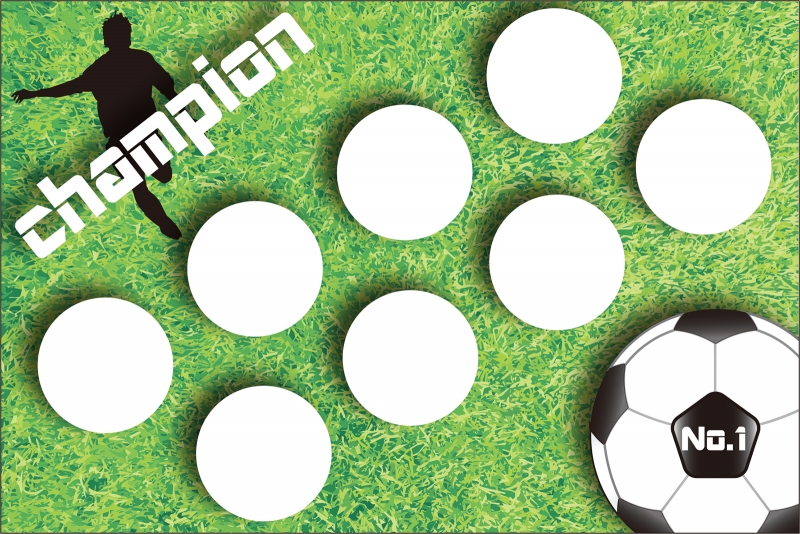 芝生にサッカーボール Y32 の 寄せ書き旗 デザインサンプル