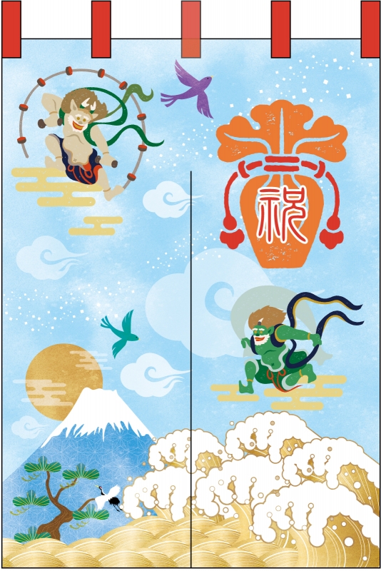 風神雷神 No の のれん デザインサンプル 風神雷神 No の のれん デザインサンプル